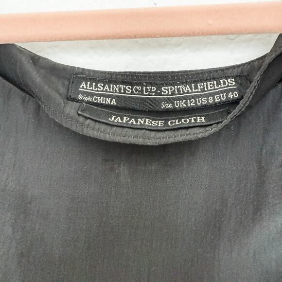 All Saints Spitalfields Japanese Cloth Lightweight Werbovy Mini Dress Black Sz 8 - Picture 5 of 9